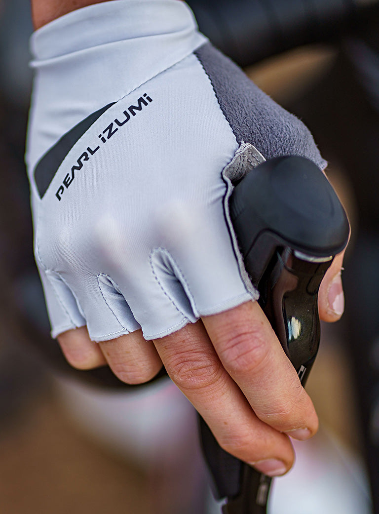 Close Up of White PEARL iZUMi Road Gloves