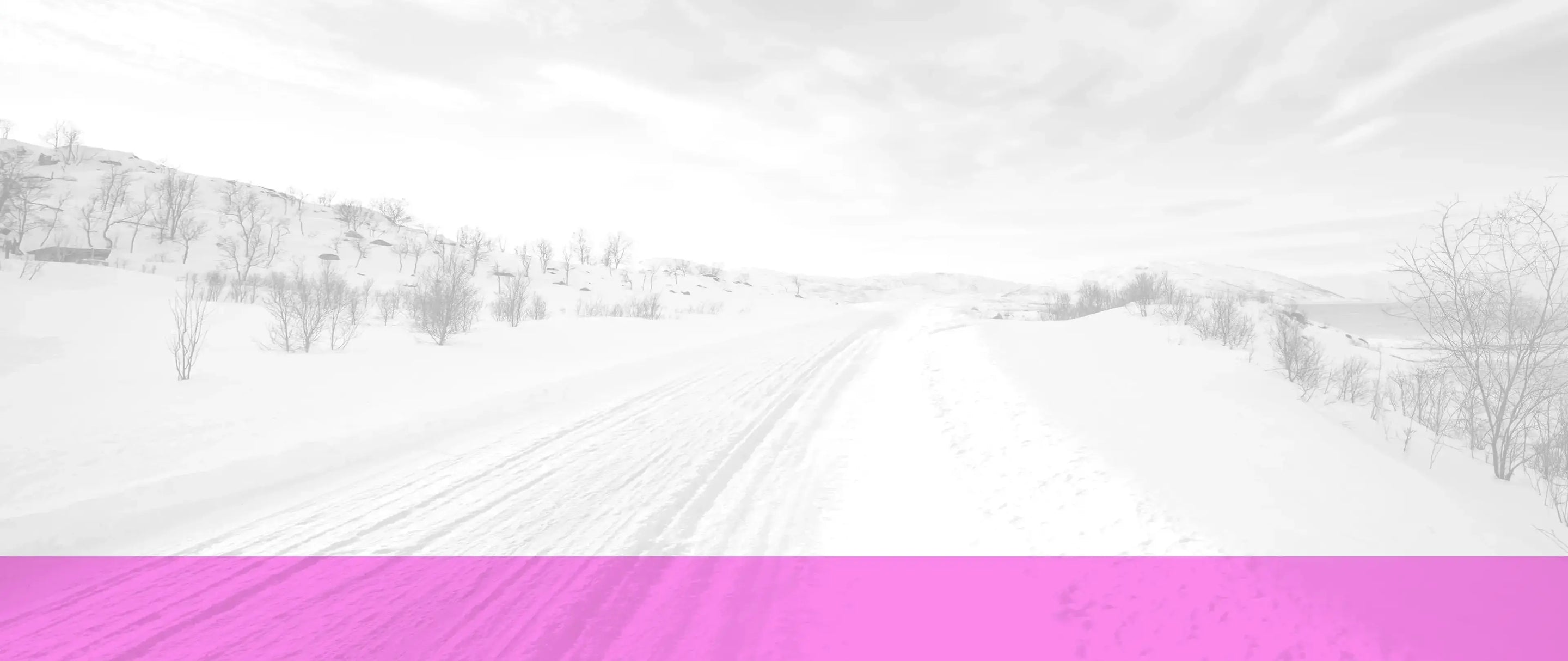 whiteout look on road with pink horizontal lines at top and bottom