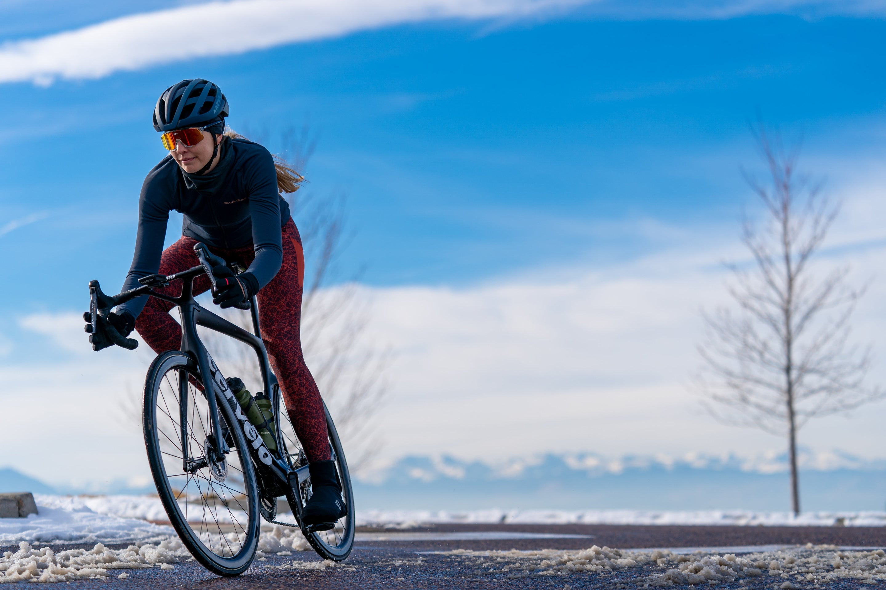 Road Cyclist Riding in Winter