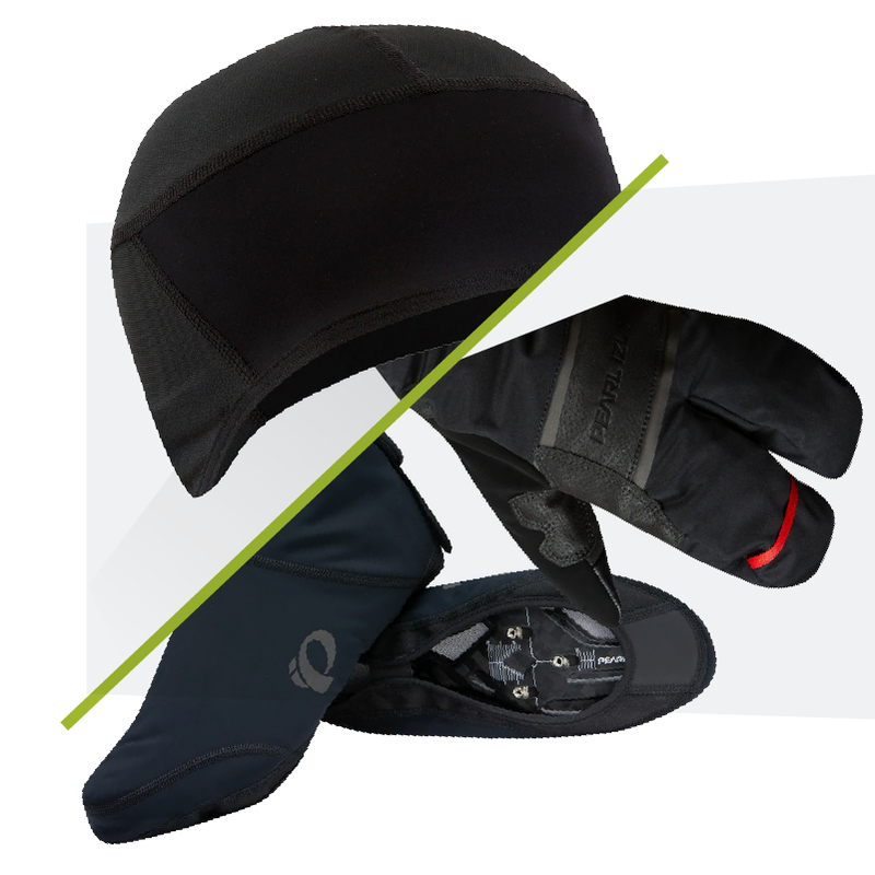 PEARL iZUMi Cold Gear Essentials Graphic Including Shoe Covers, Hats, and Gloves