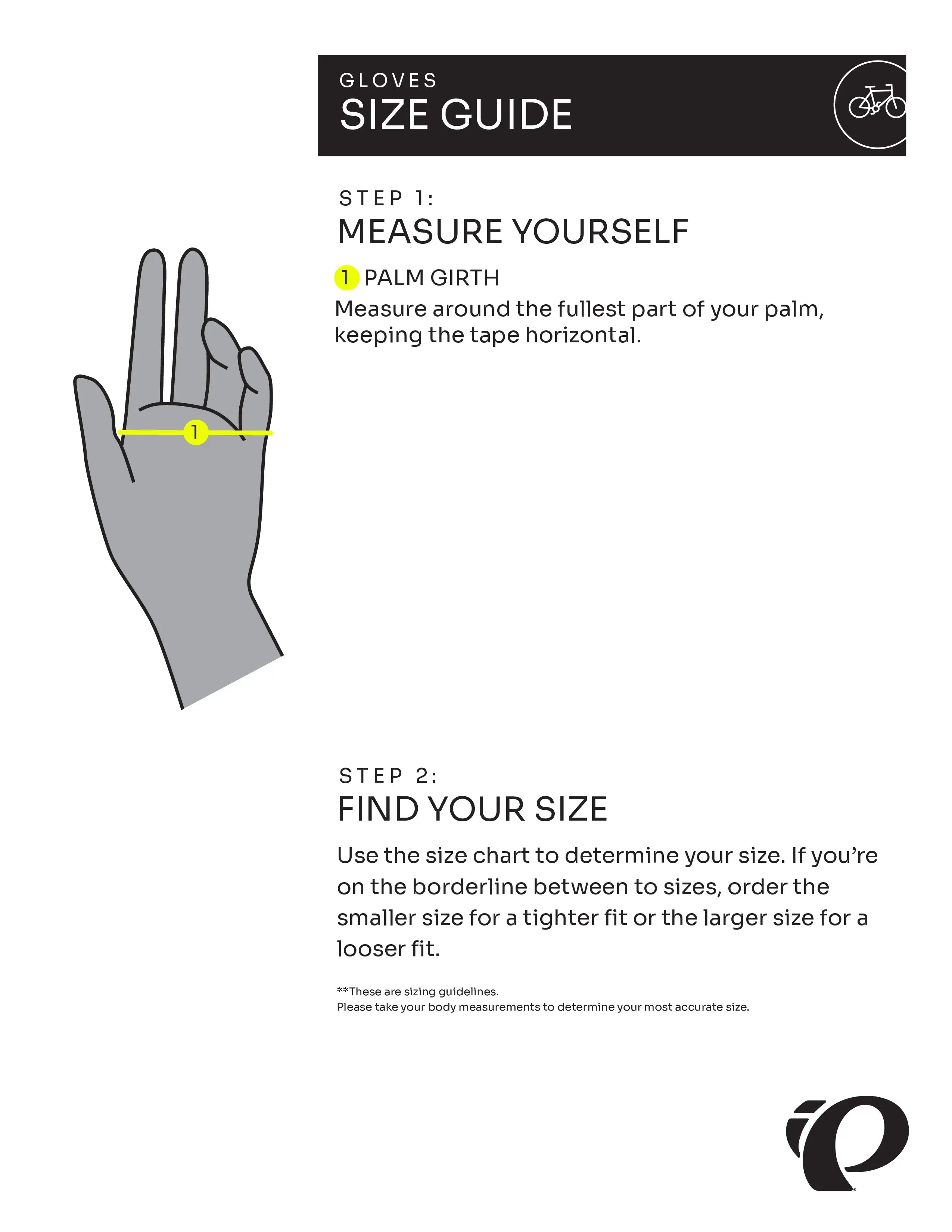 Size guide for mens-gloves, Gender: Men